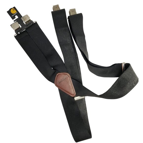 Carhartt Mens Black Adjustable X-Back Suspenders With Metal Clips & Leather Acce - Picture 7 of 10